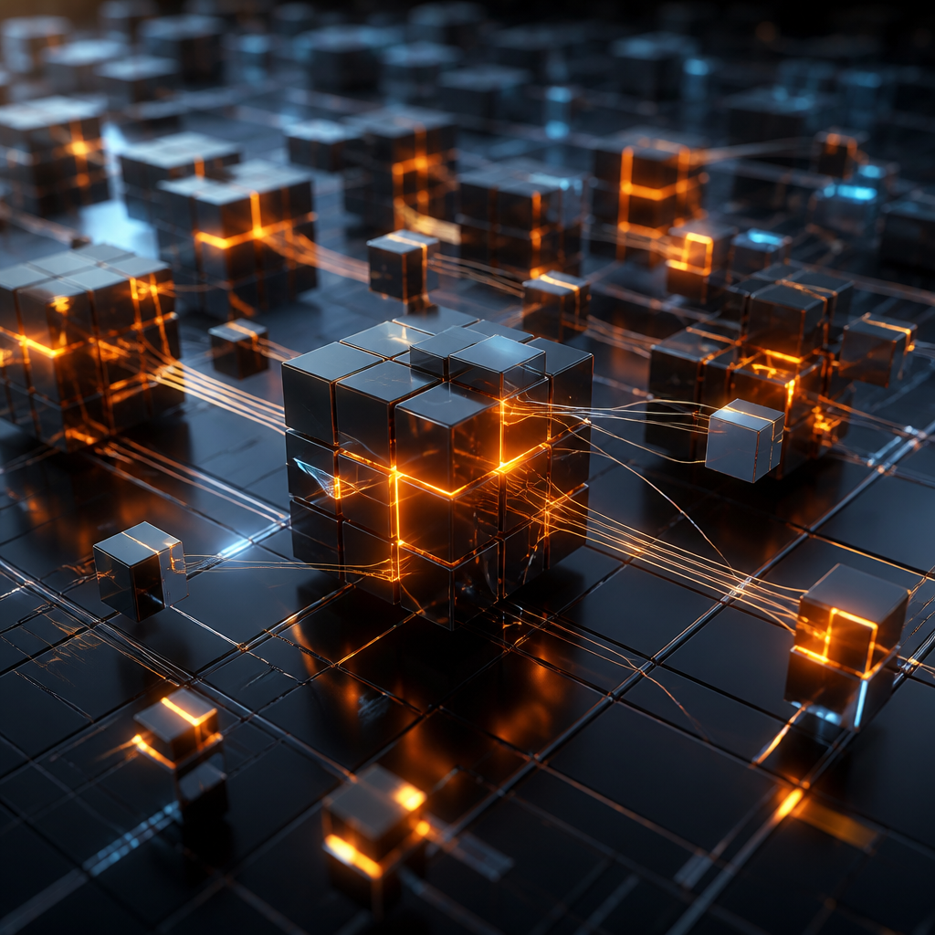 Abstract modular blocks connecting in a digital environment representing composable architecture.